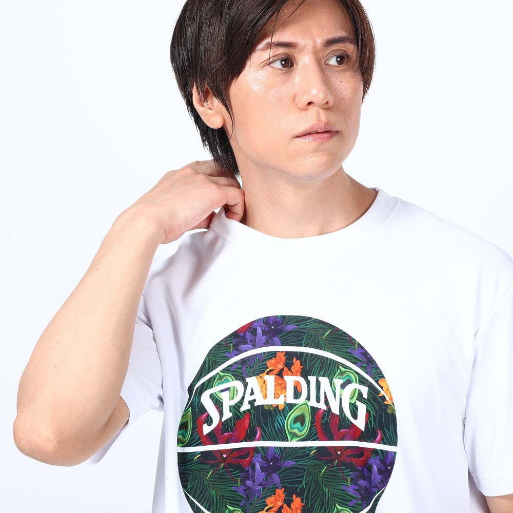 スポルディング（SPALDING）（メンズ）バスケットボールウェア UVカット Tシャツ トロピクスボールプリント SMT23004WB