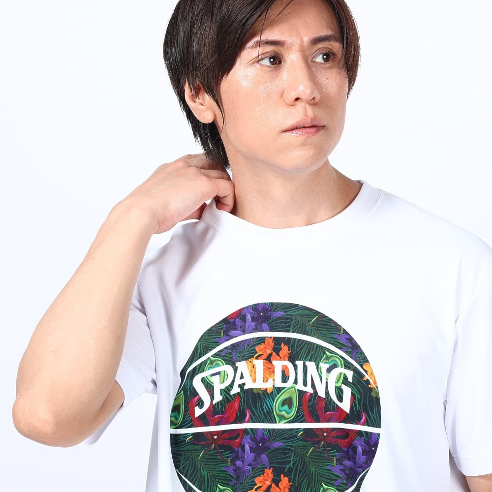 スポルディング（SPALDING）（メンズ）バスケットボールウェア UVカット Tシャツ トロピクスボールプリント SMT23004WB 速乾