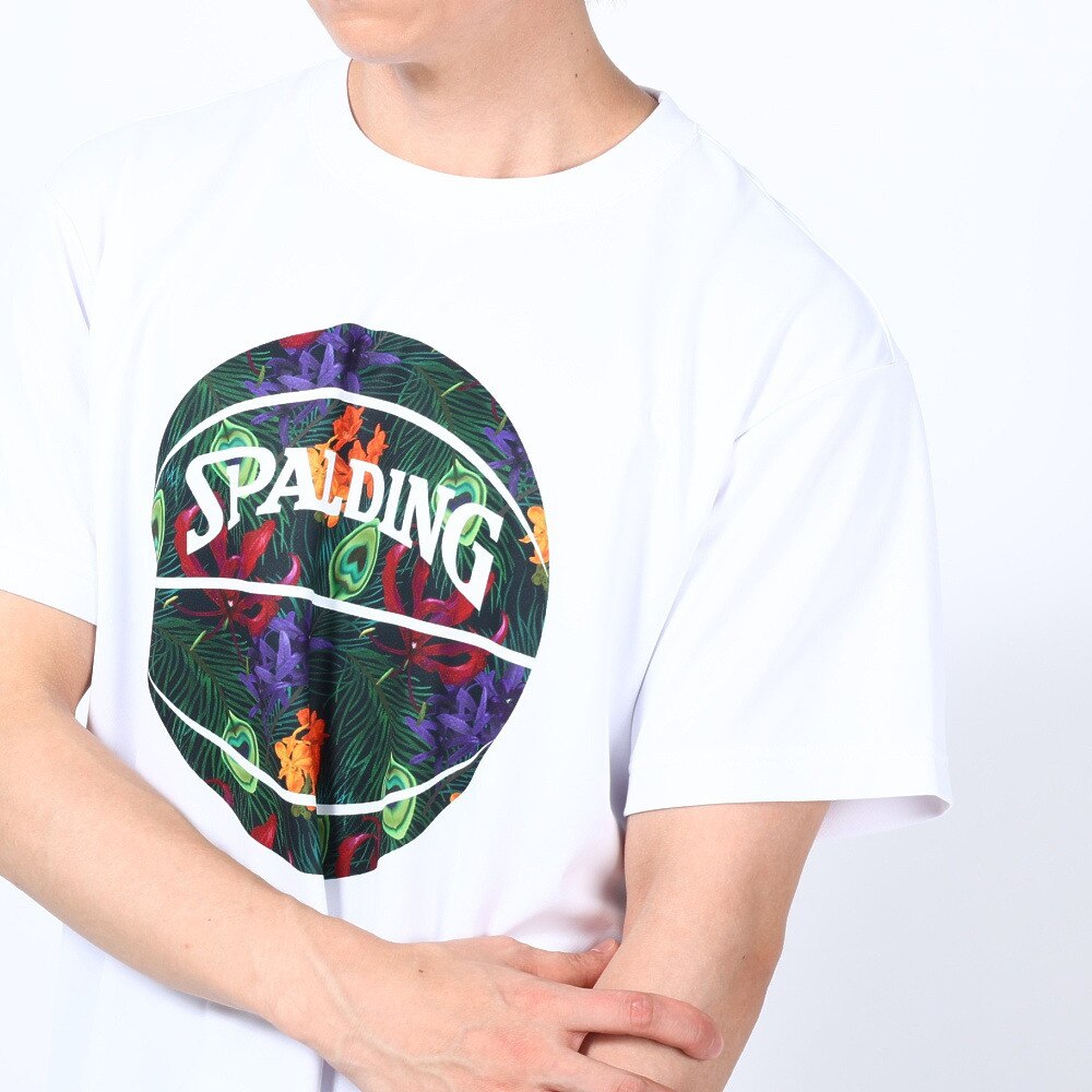 スポルディング（SPALDING）（メンズ）バスケットボールウェア UVカット Tシャツ トロピクスボールプリント SMT23004WB