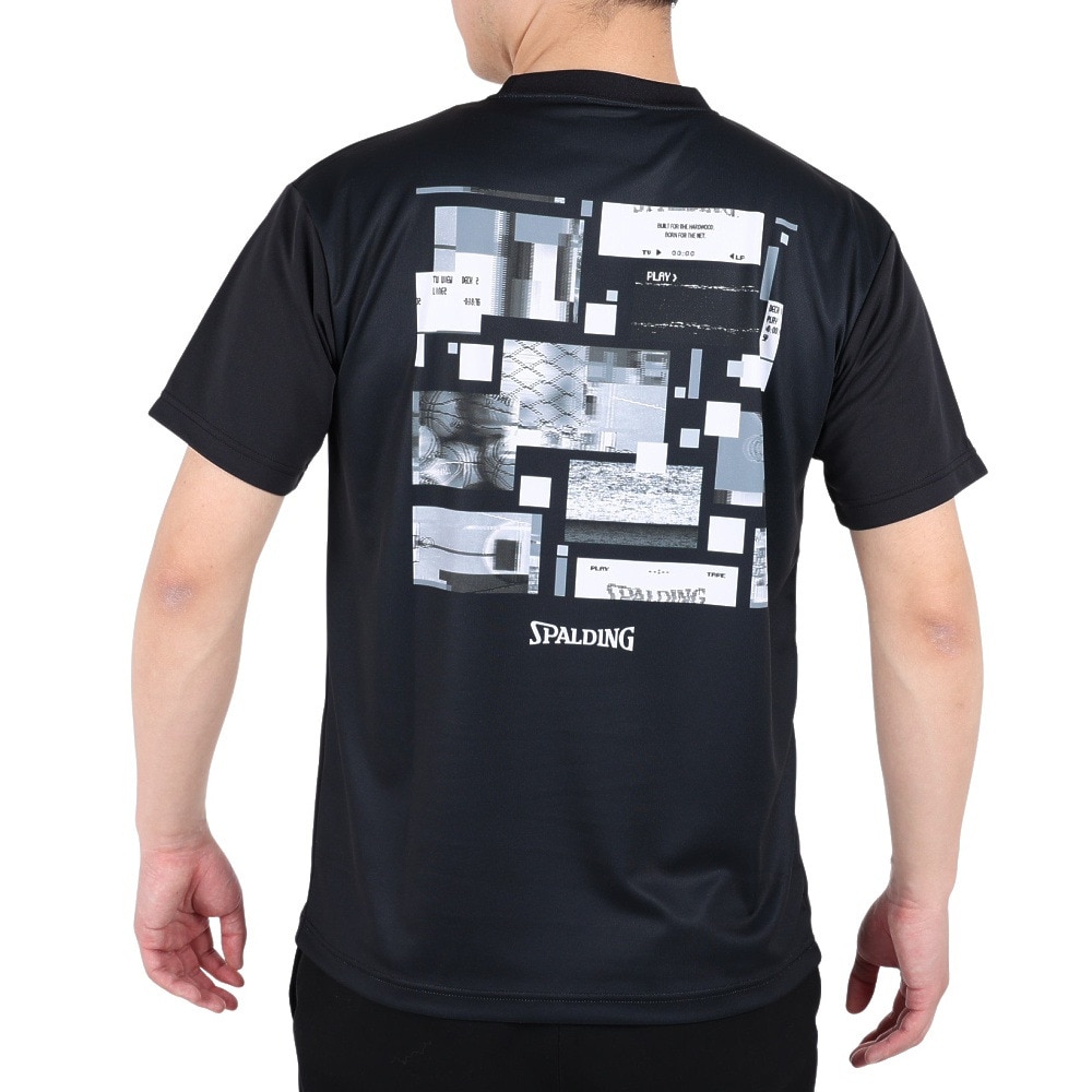 新製品情報も満載 スポルディング SPALDING メンズ バスケットボールウェア UVカット Tシャツ デジタルコラージュバックプリント  SMT23012WH