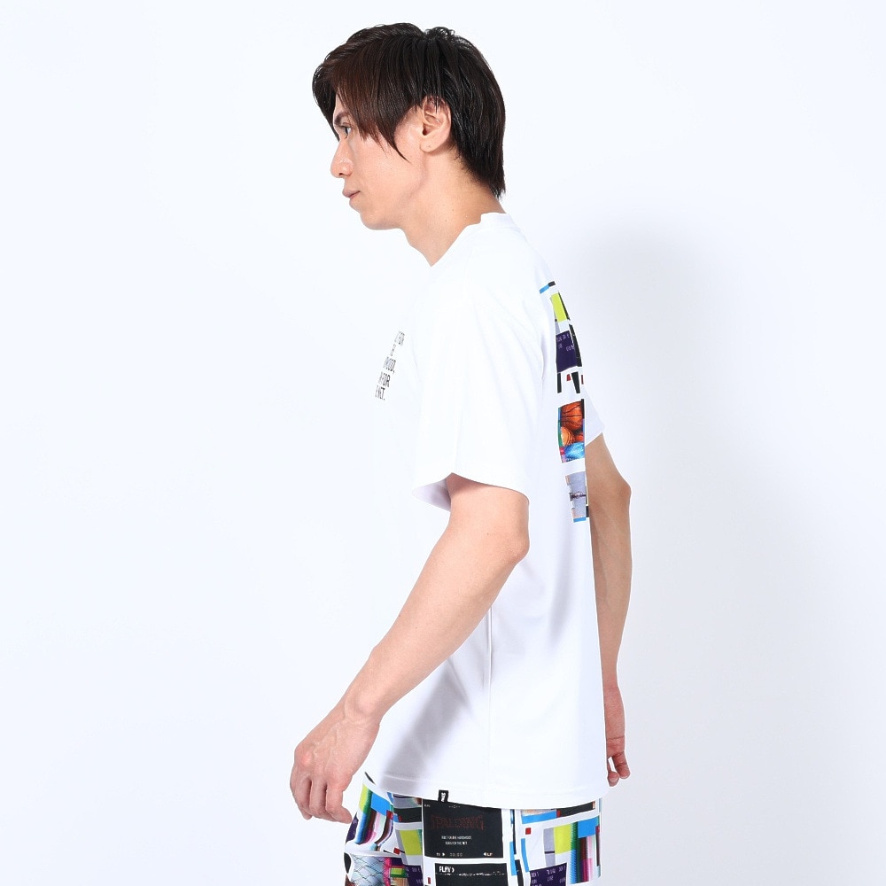 スポルディング（SPALDING）（メンズ）バスケットボールウェア UVカット Tシャツ デジタルコラージュバックプリント SMT23012WH
