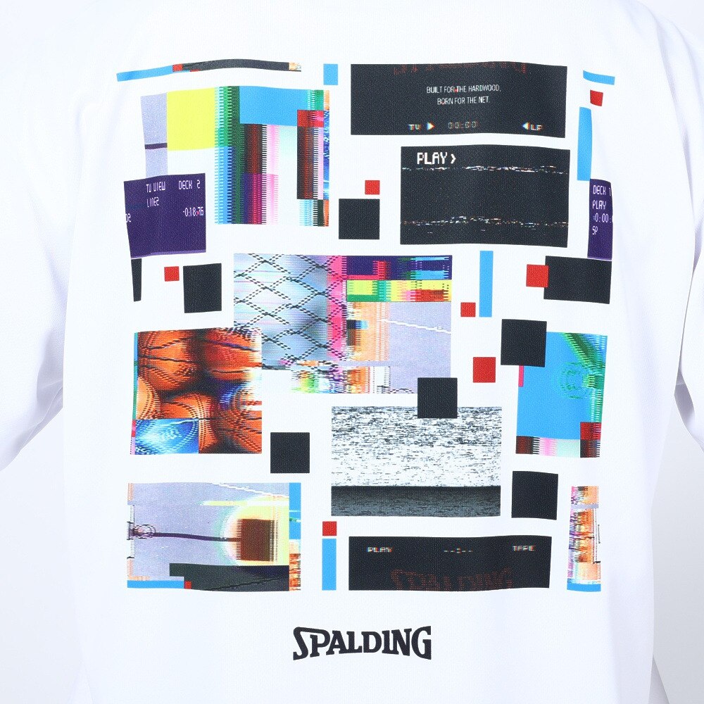スポルディング（SPALDING）（メンズ）バスケットボールウェア UVカット Tシャツ デジタルコラージュバックプリント SMT23012WH