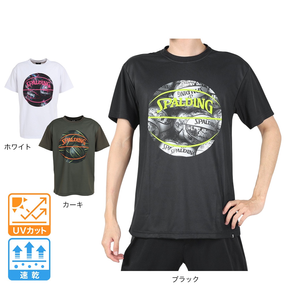 スポルディング（SPALDING）（メンズ）バスケットボールウェア UVカット Tシャツ ボールプリント SMT23014OK 速乾