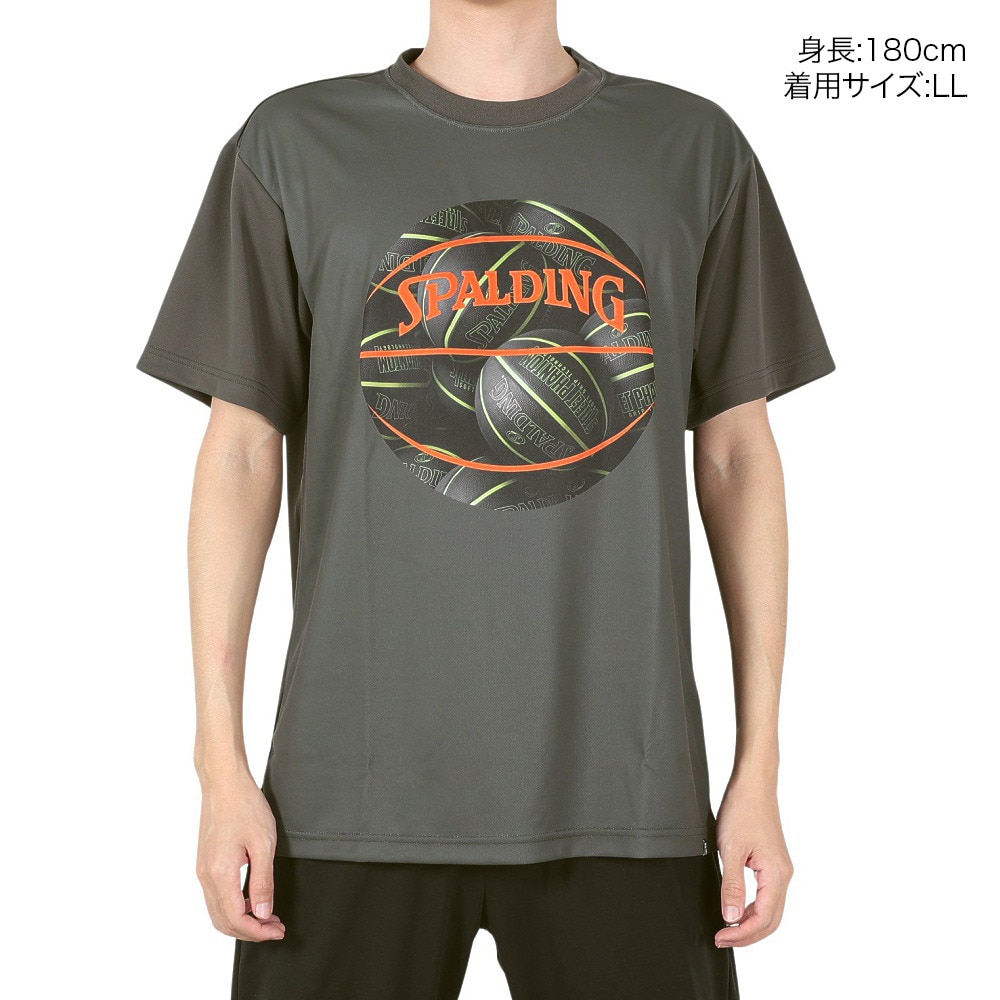 スポルディング（SPALDING）（メンズ）バスケットボールウェア UVカット Tシャツ ボールプリント SMT23014OK 速乾