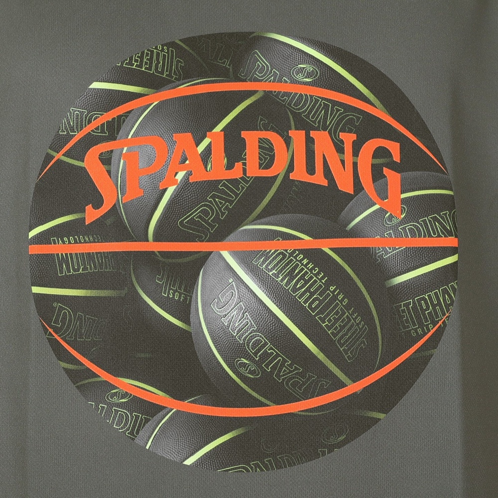 スポルディング（SPALDING）（メンズ）バスケットボールウェア UVカット Tシャツ ボールプリント SMT23014OK 速乾
