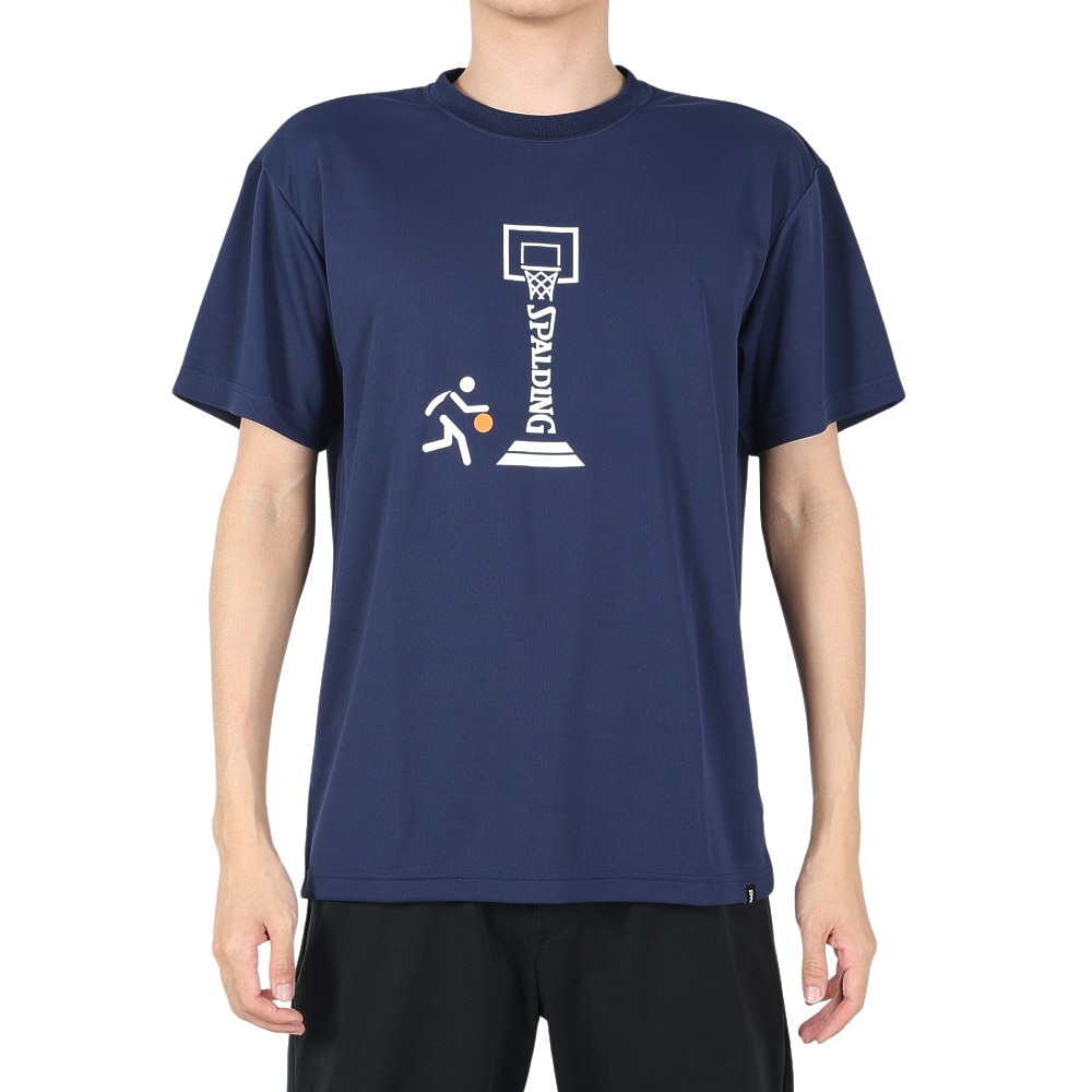 スポルディング（SPALDING）（メンズ）バスケットボールウェア UVカット Tシャツ ピクトグラム SMT23019NV 速乾
