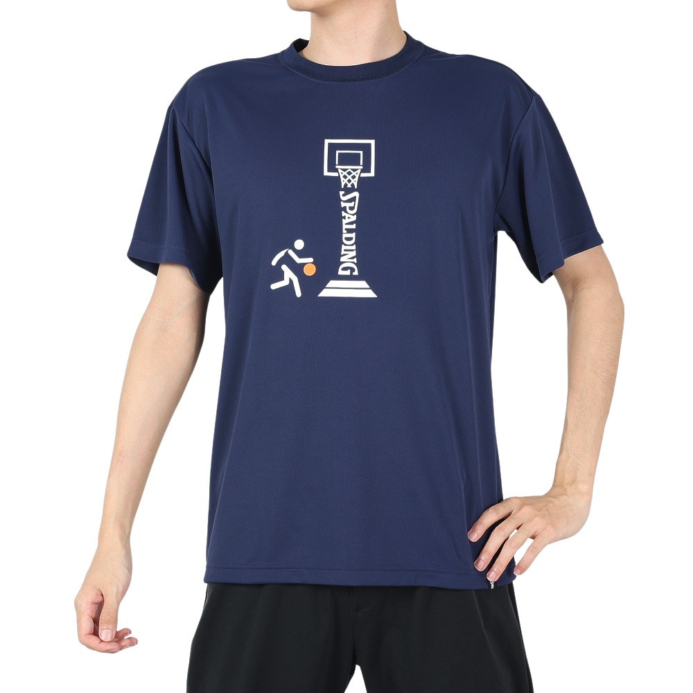 スポルディング（SPALDING）（メンズ）バスケットボールウェア UVカット Tシャツ ピクトグラム SMT23019NV 速乾