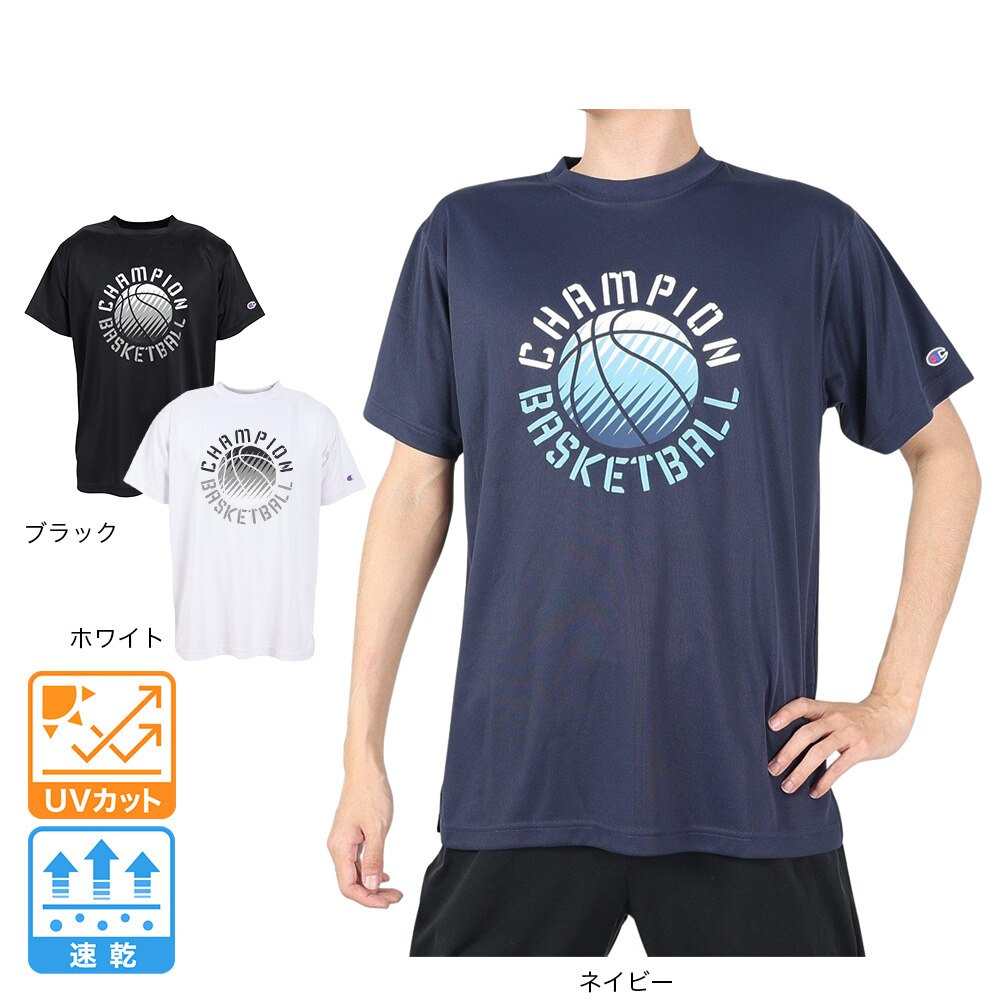 チャンピオン（CHAMPION）（メンズ）バスケットボールウェア UVカット ショートスリーブTシャツ C3-XB312 010