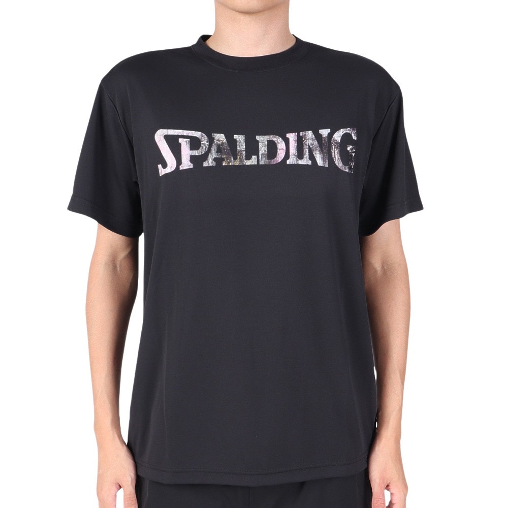 スポルディング（SPALDING）（メンズ）バスケットボールウェア Tシャツ ウォールペイント ロゴ SMT23114BK 速乾 UVカット