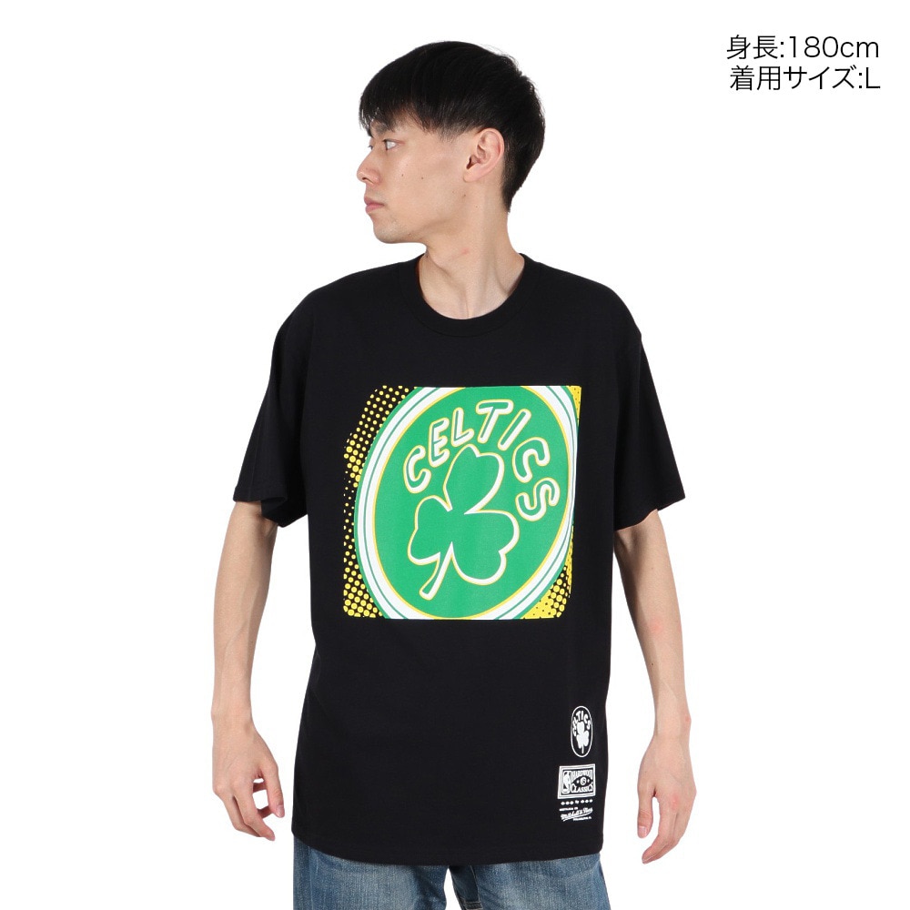 ミッチェルアンドネス（Mitchell&Ness）（メンズ）バスケットボールウェア NBA ビッグフェイス 7.0 ボストン セルティックス Tシャツ BMTR5904-BCEYYPPPBLCK