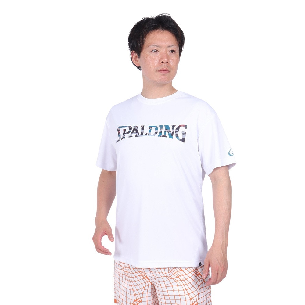 スポルディング（SPALDING）（メンズ）バスケットボールウェア Tシャツ オーバーラップド カモ ロゴ SMT24004 速乾 UVカット
