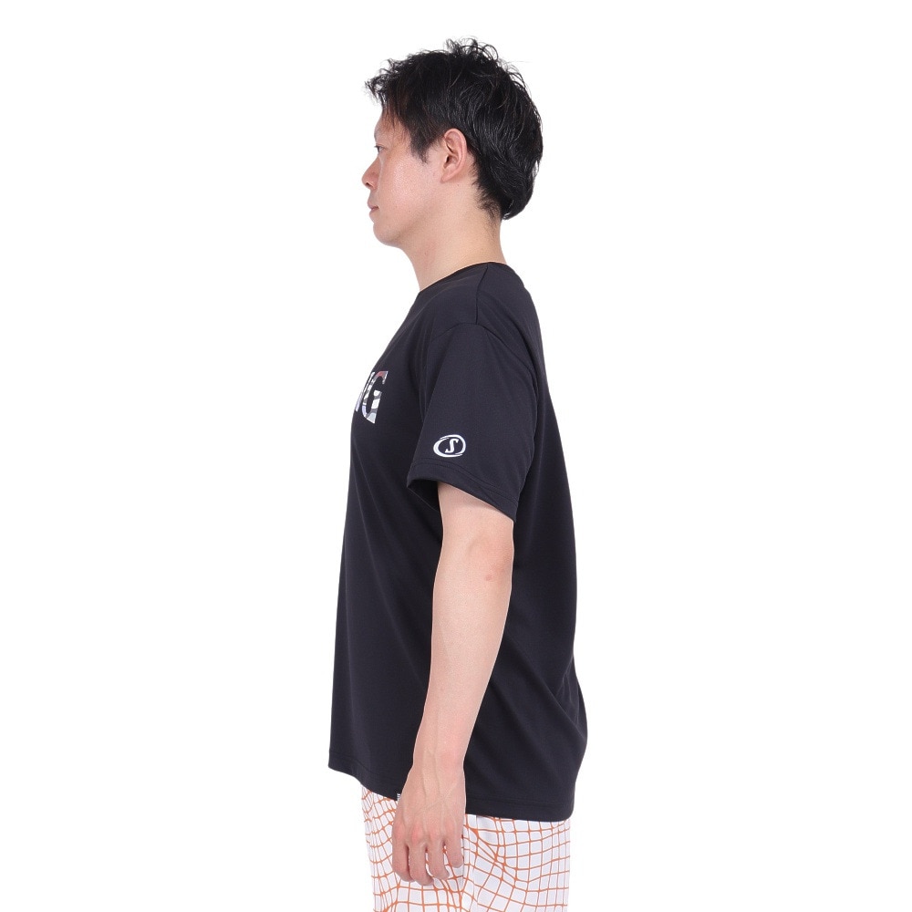 スポルディング（SPALDING）（メンズ）バスケットボールウェア Tシャツ オーバーラップド カモ ロゴ SMT24004BK 速乾 UVカット