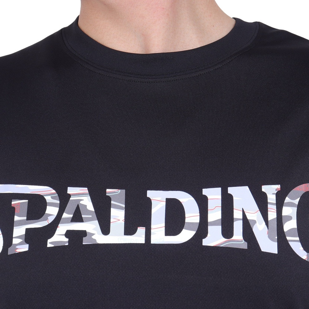 スポルディング（SPALDING）（メンズ）バスケットボールウェア Tシャツ オーバーラップド カモ ロゴ SMT24004BK 速乾 UVカット