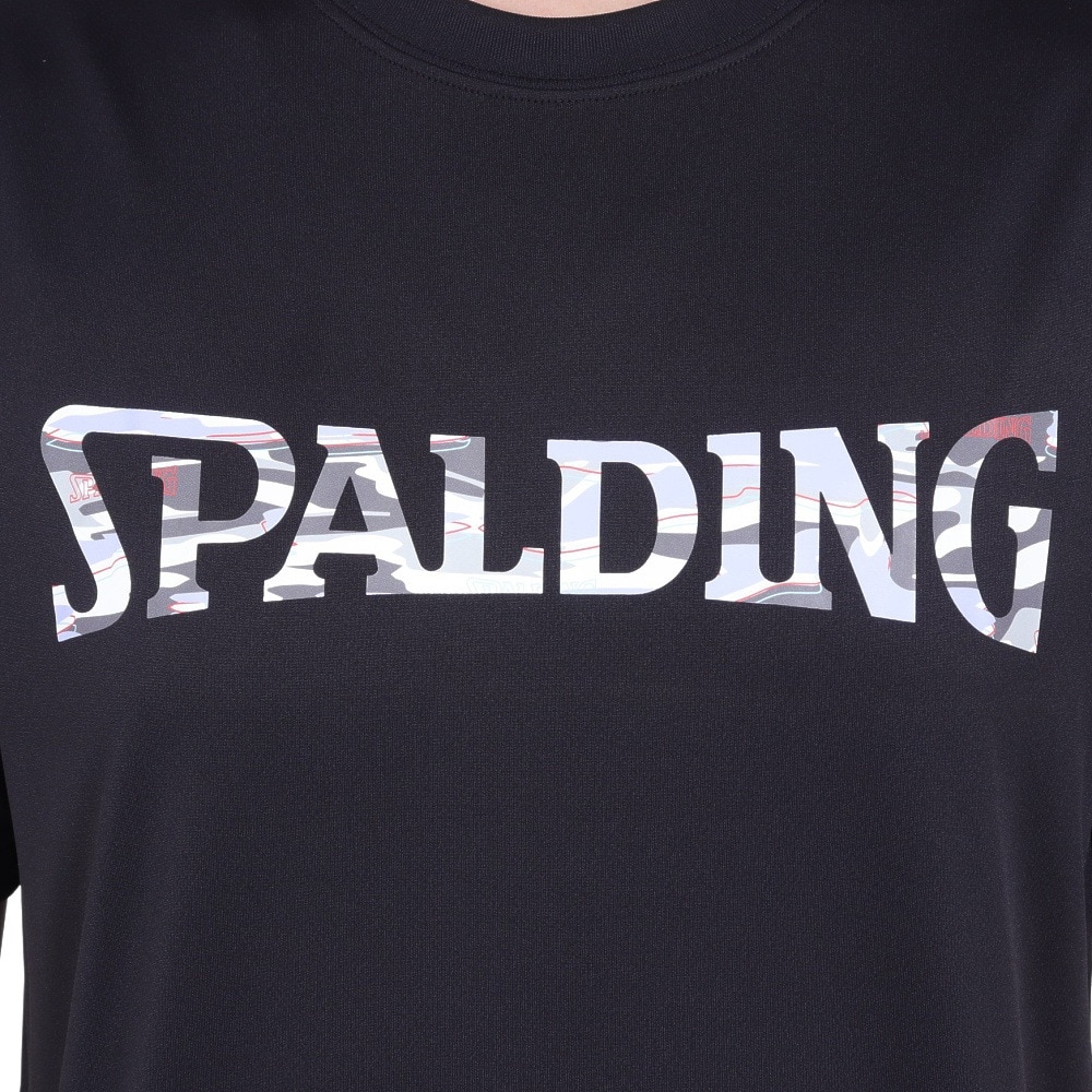 スポルディング（SPALDING）（メンズ）バスケットボールウェア Tシャツ オーバーラップド カモ ロゴ SMT24004BK 速乾 UVカット