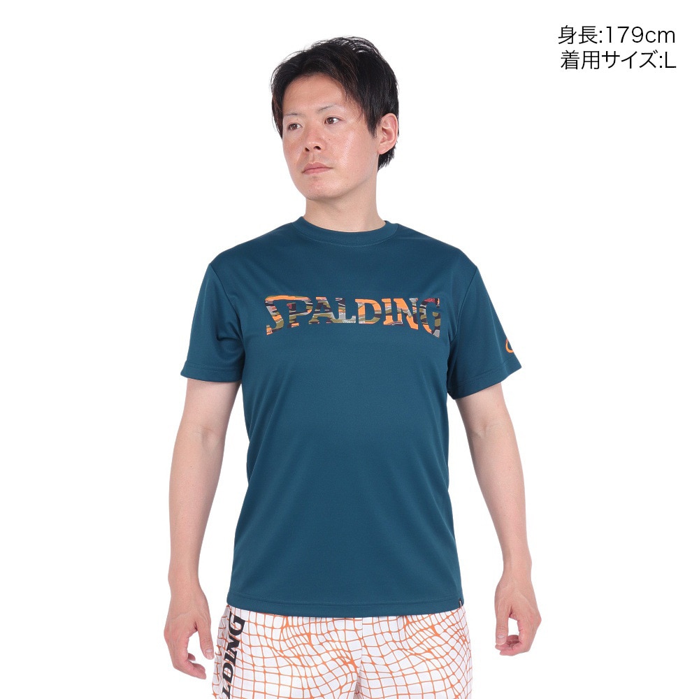 スポルディング（SPALDING）（メンズ）バスケットボールウェア Tシャツ オーバーラップド カモ ロゴ SMT24004SP 速乾 UVカット