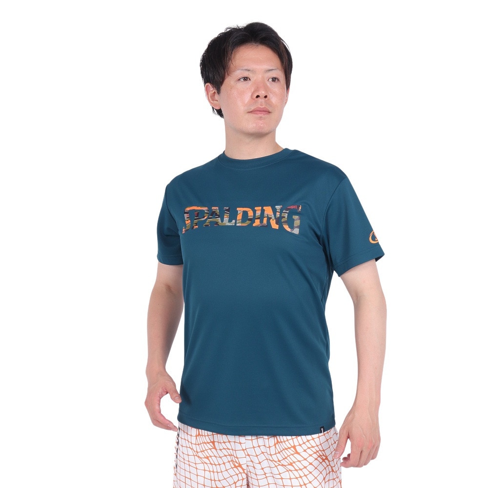 スポルディング（SPALDING）（メンズ）バスケットボールウェア Tシャツ オーバーラップド カモ ロゴ SMT24004SP 速乾 UVカット