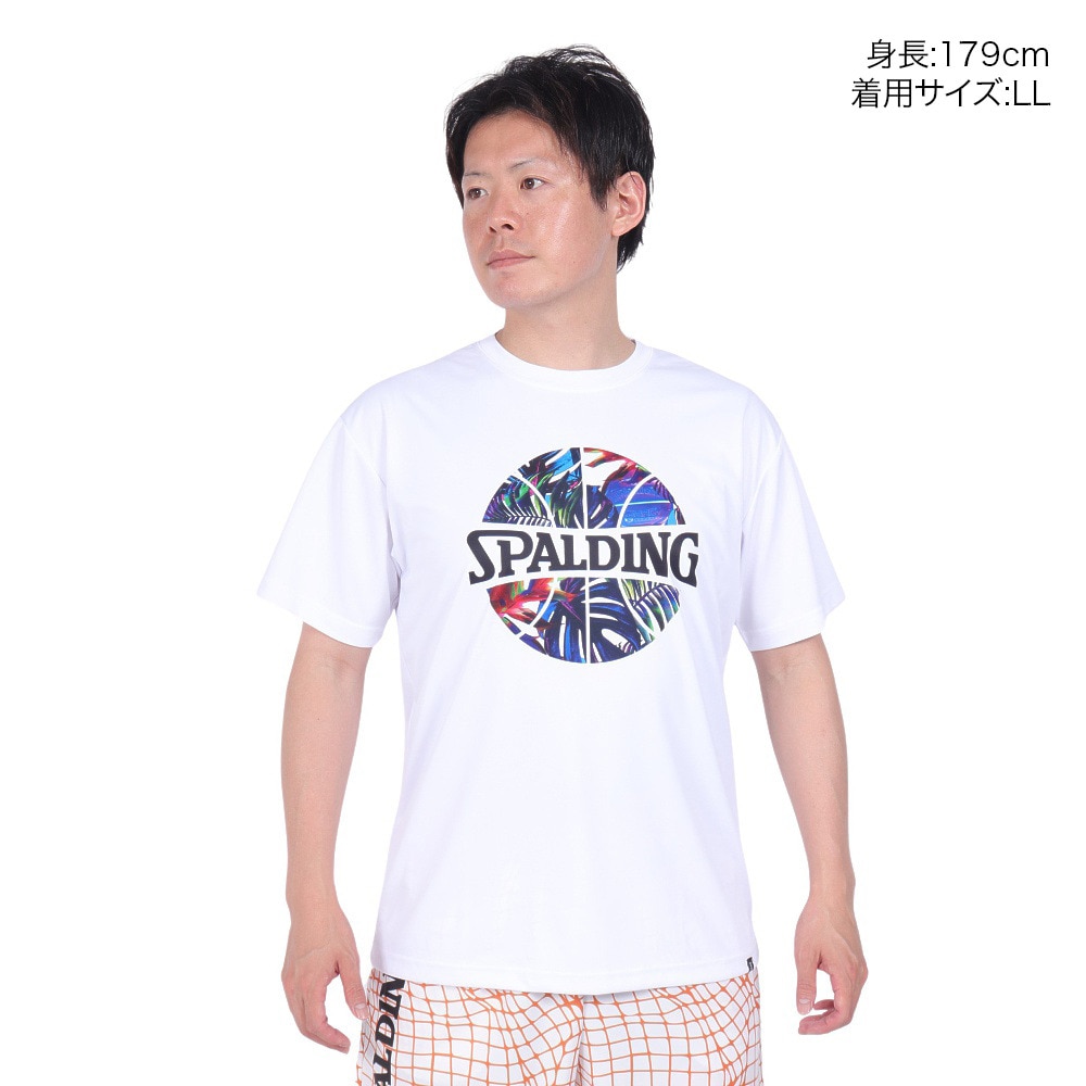 スポルディング（SPALDING）（メンズ）バスケットボールウェア Tシャツ ネオン トロピカル ボール プリント SMT24008 速乾 UVカット