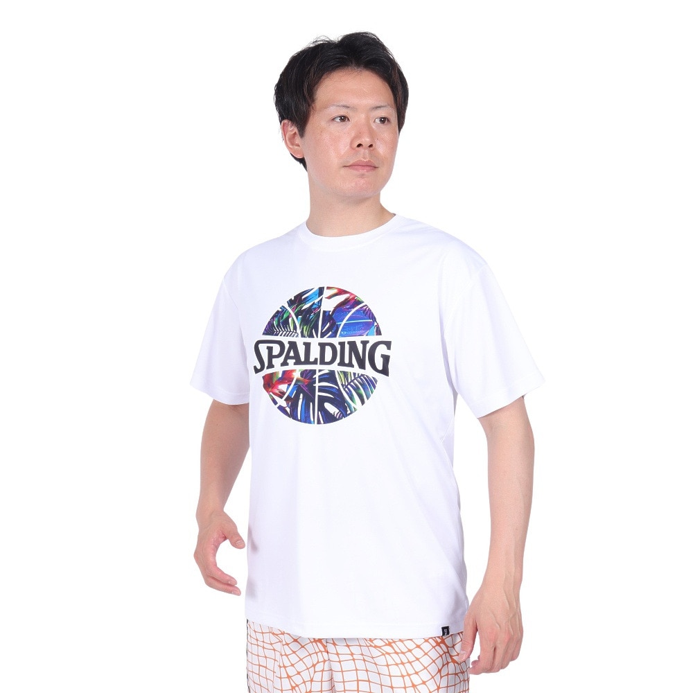 スポルディング（SPALDING）（メンズ）バスケットボールウェア Tシャツ ネオン トロピカル ボール プリント SMT24008 速乾 UVカット