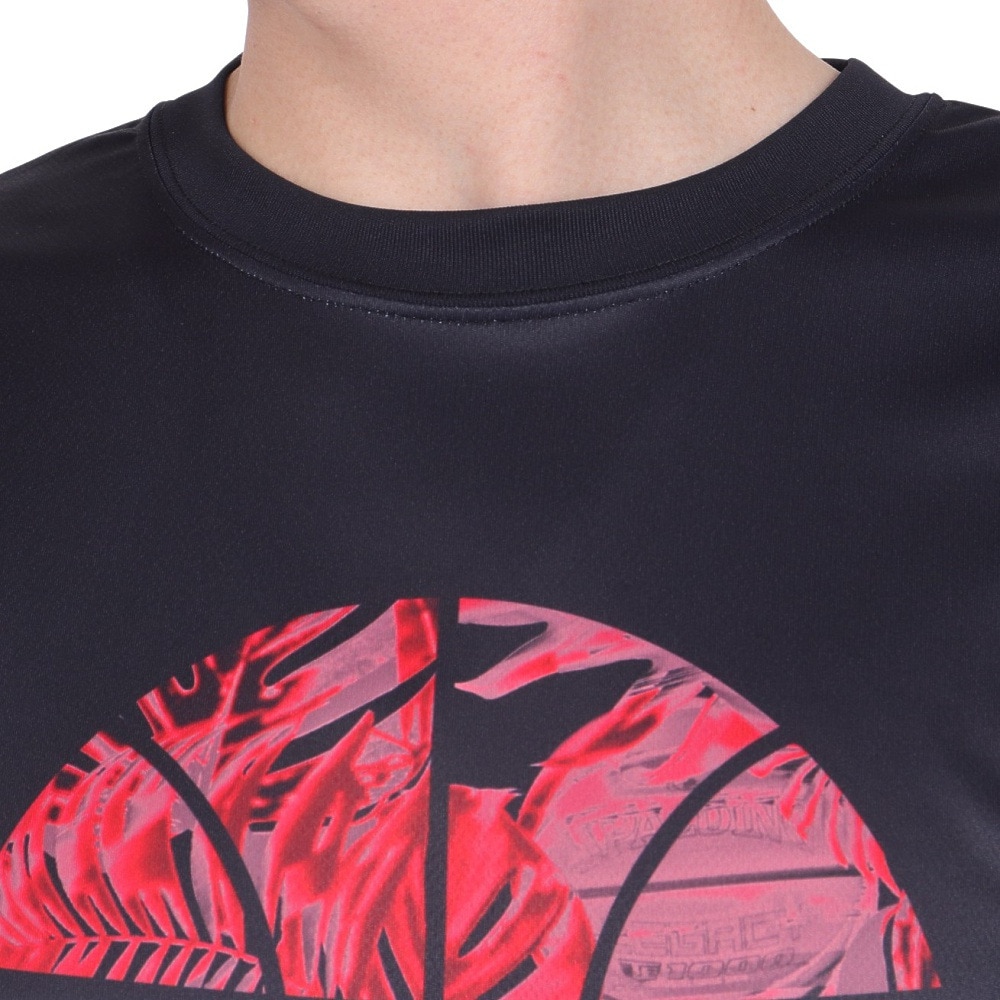 スポルディング（SPALDING）（メンズ）バスケットボールウェア Tシャツ ネオン トロピカル ボール プリント SMT24008BK 速乾 UVカット
