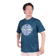 スポルディング（SPALDING）（メンズ）バスケットボールウェア Tシャツ ネオン トロピカル ボール プリント SMT24008SP