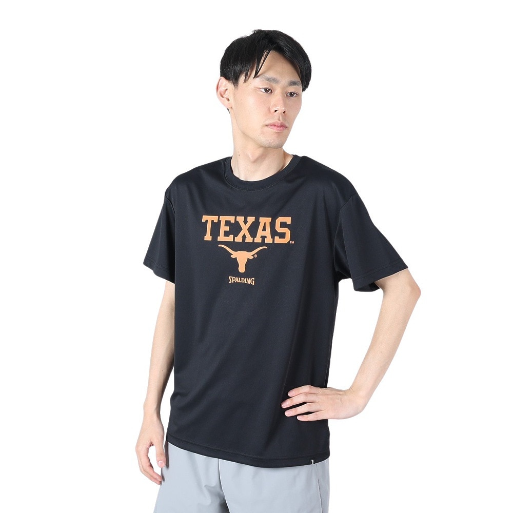 スポルディング（SPALDING）（メンズ）バスケットボールウェア Tシャツ テキサス ホーン ロゴ SMT24024TXBK 速乾 UVカット