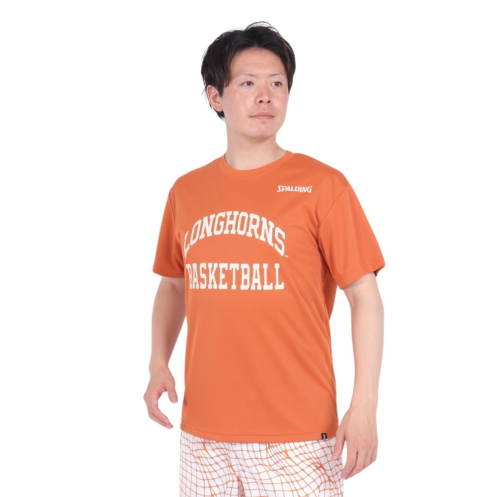 スポルディング（SPALDING）（メンズ）バスケットボールウェア Tシャツ テキサス ロング ホーンズ アーチ ロゴ SMT24032TXBO 速乾 UVカット