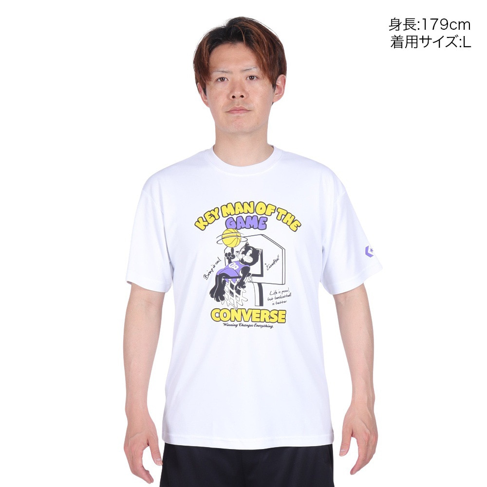 コンバース（CONVERSE）（メンズ、レディース）バスケットボールウェア プリントTシャツ CB241369-1100 速乾