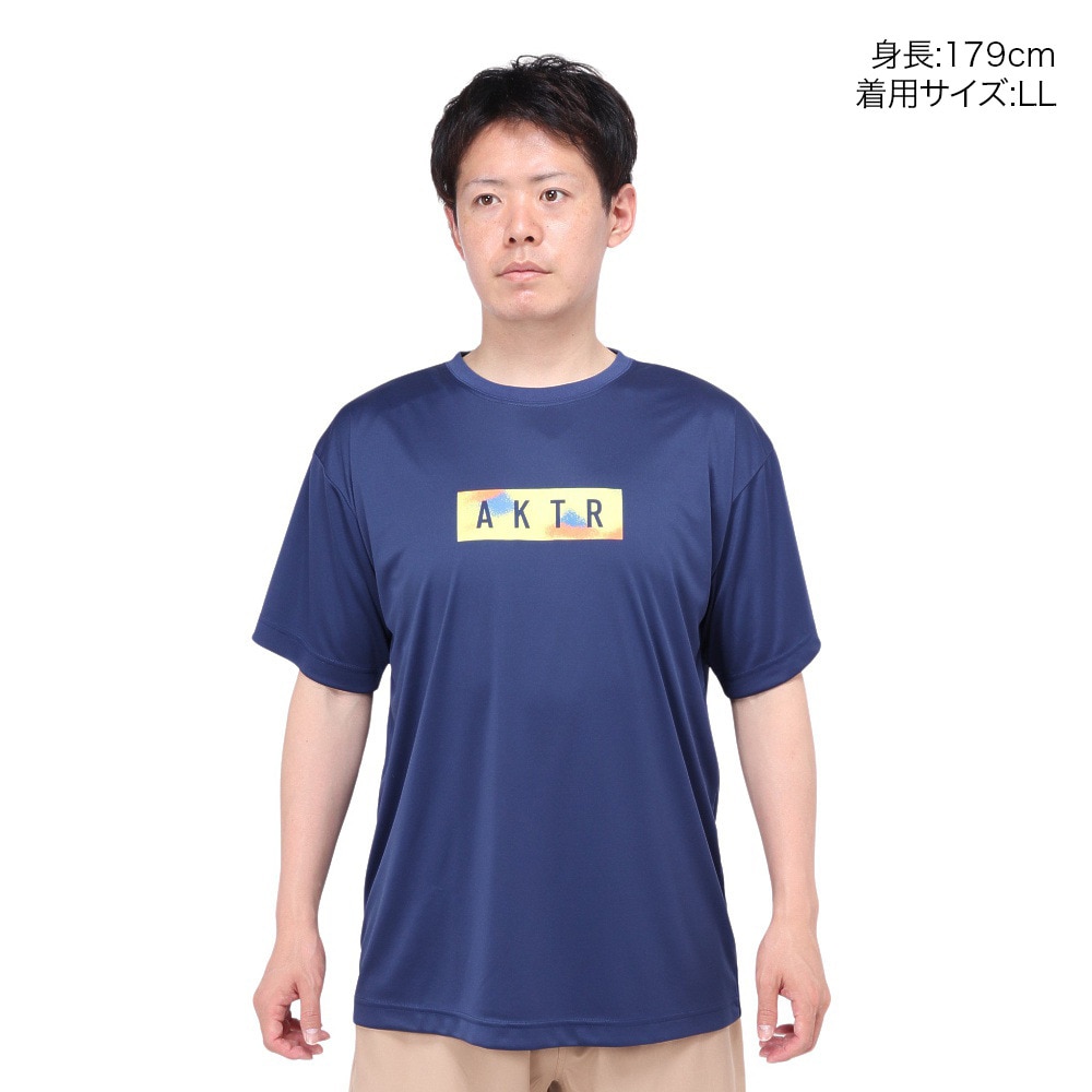 アクター（AKTR）（メンズ、レディース）バスケットボールウェア SCRIBBLE ボックスロゴ スポーツ Tシャツ 124-018005 NV 速乾