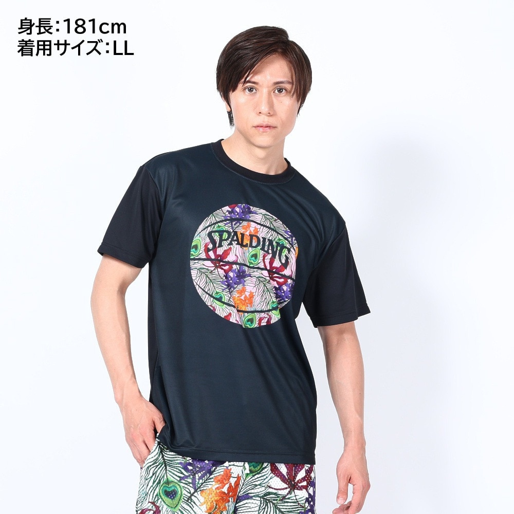 スポルディング（SPALDING）（メンズ、レディース）バスケットボールウェア UVカット Tシャツ トロピクスボールプリント SMT23004 速乾