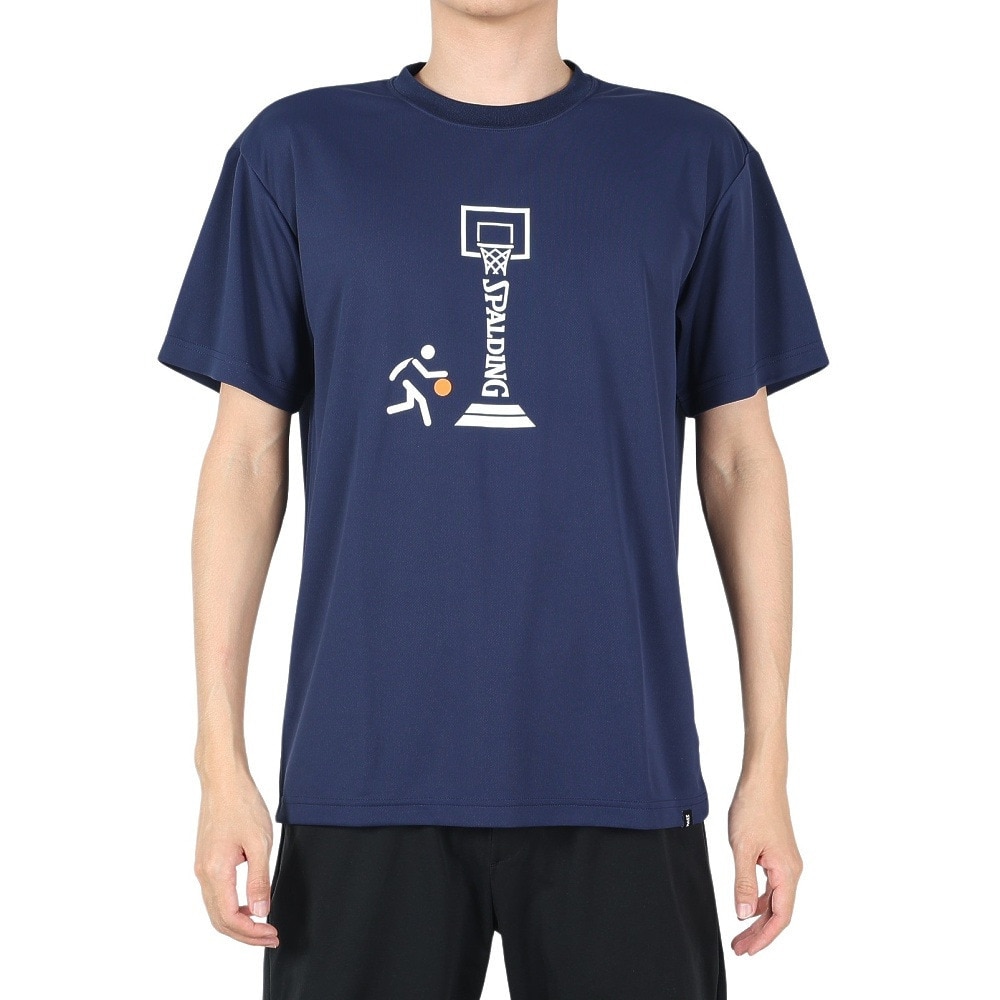 スポルディング（SPALDING）（メンズ）バスケットボールウェア UVカット Tシャツ ピクトグラム SMT23019NV 速乾