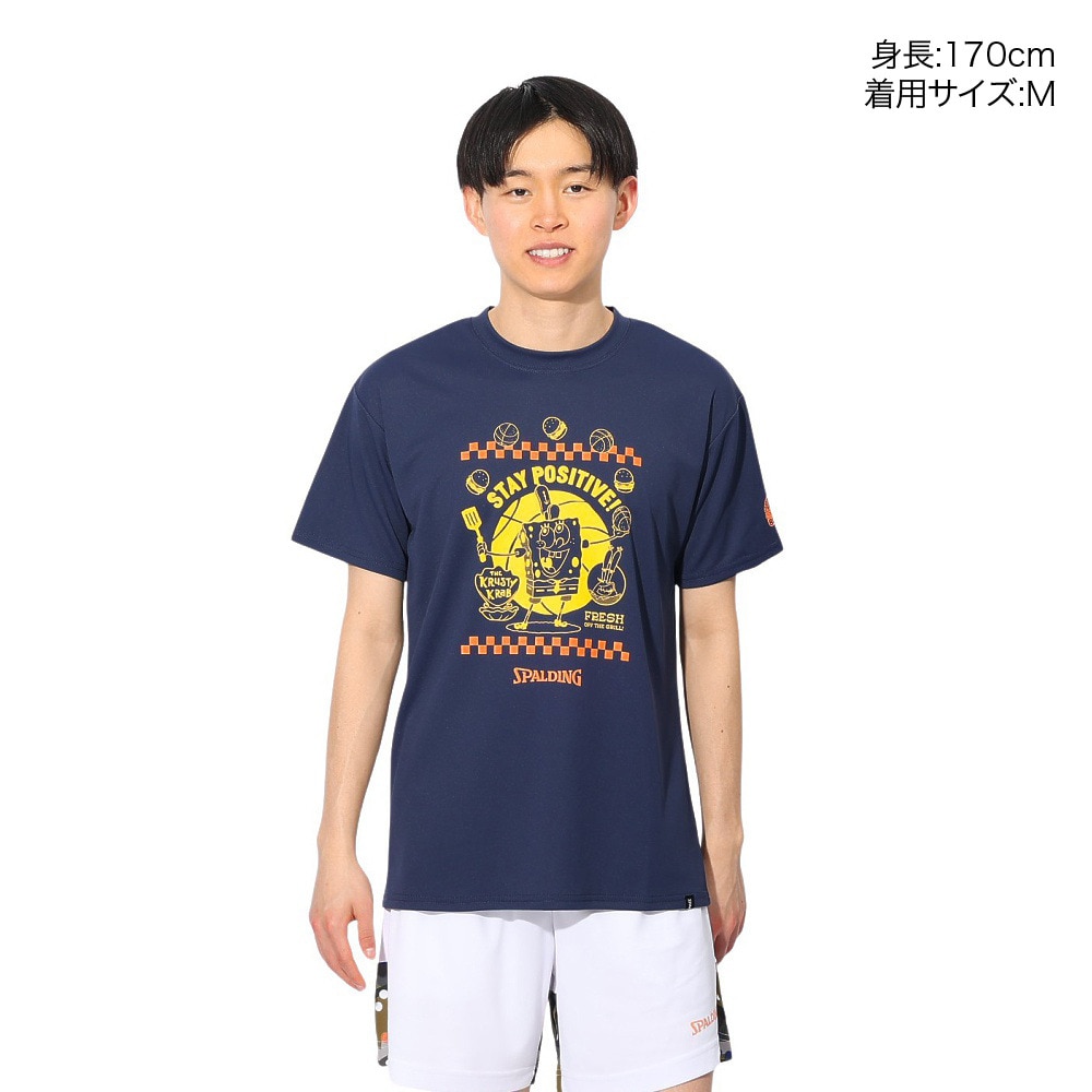 スポルディング（SPALDING）（メンズ、レディース）バスケットボールウェア 半袖Tシャツ スポンジ・ボブ フレッシュ オフ ザ グリル SMT24141SNV