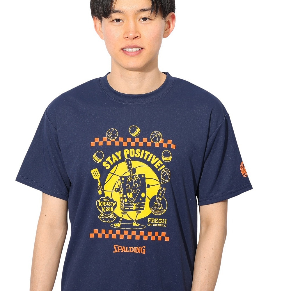 スポルディング（SPALDING）（メンズ、レディース）バスケットボールウェア 半袖Tシャツ スポンジ・ボブ フレッシュ オフ ザ グリル SMT24141SNV