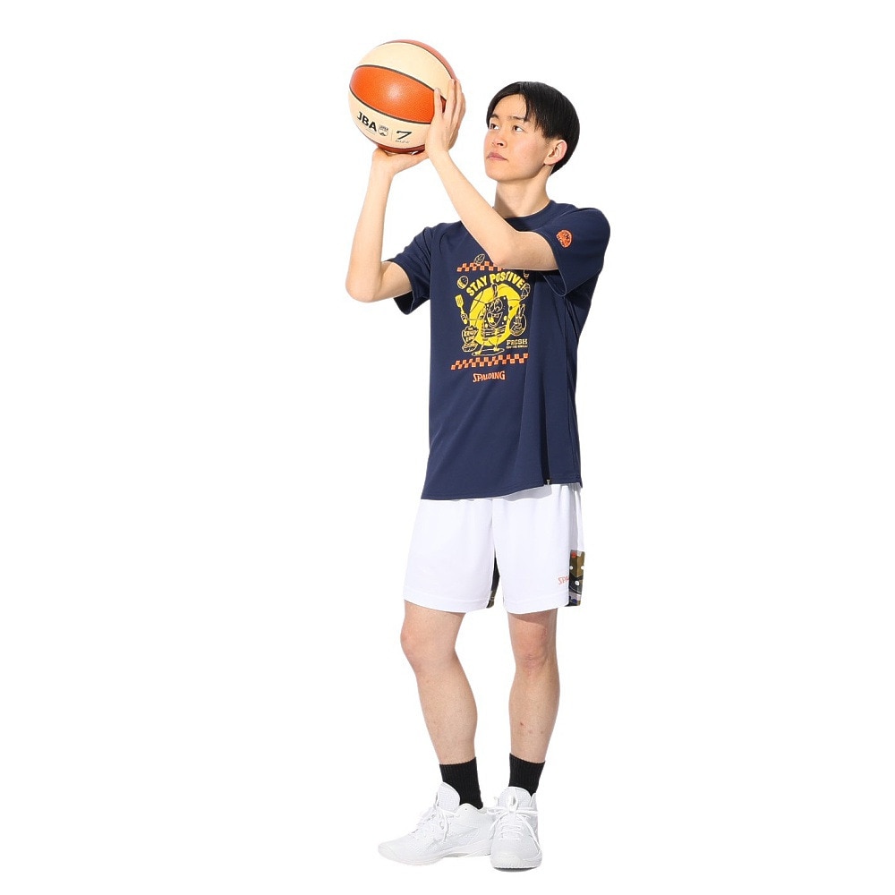 スポルディング（SPALDING）（メンズ、レディース）バスケットボールウェア 半袖Tシャツ スポンジ・ボブ フレッシュ オフ ザ グリル SMT24141SNV