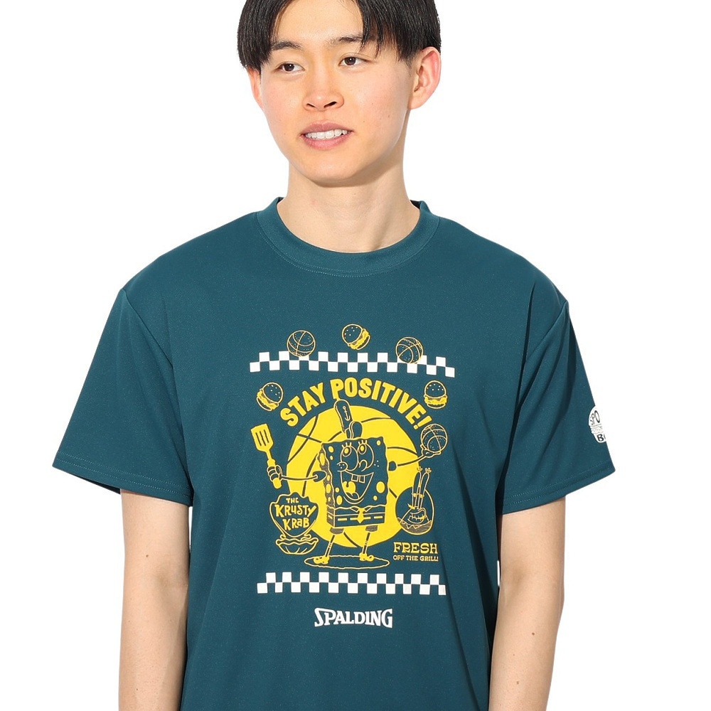 スポルディング（SPALDING）（メンズ、レディース）バスケットボールウェア 半袖Tシャツ スポンジ・ボブ フレッシュ オフ ザ グリル SMT24141SSP