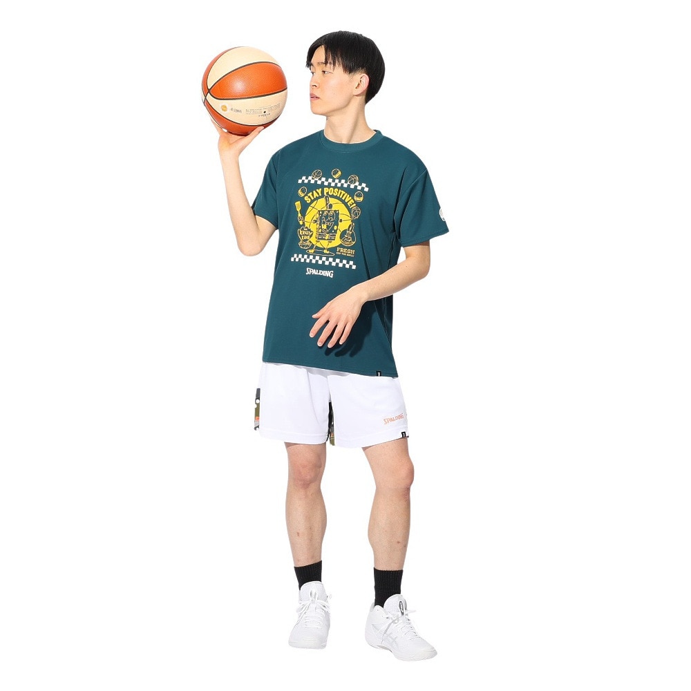 スポルディング（SPALDING）（メンズ、レディース）バスケットボールウェア 半袖Tシャツ スポンジ・ボブ フレッシュ オフ ザ グリル SMT24141SSP