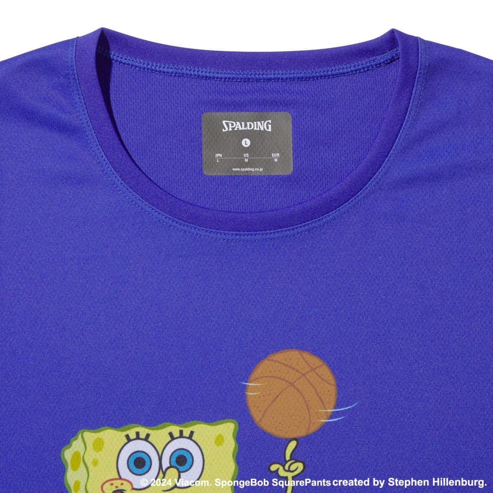 スポルディング（SPALDING）（メンズ、レディース）バスケットボールウェア Tシャツ スポンジ・ボブスピニング SMT24146SDS