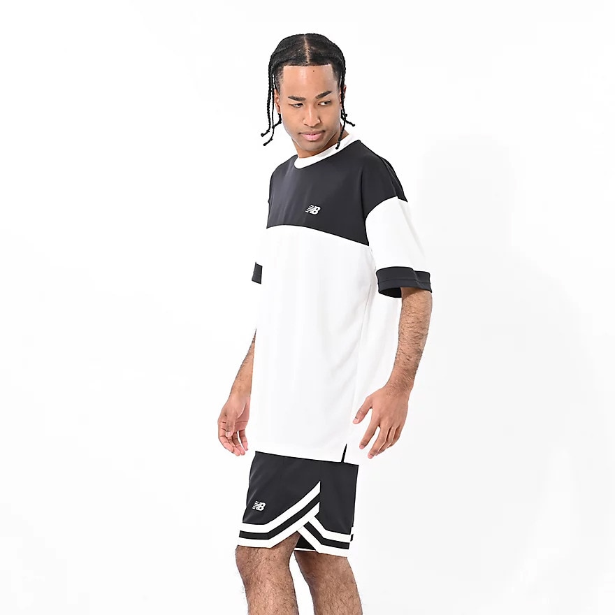 ニューバランス（new balance）（メンズ）【新商品】 バスケットボールウェア ブロック切り替え 半袖 Tシャツ AMT55095BK