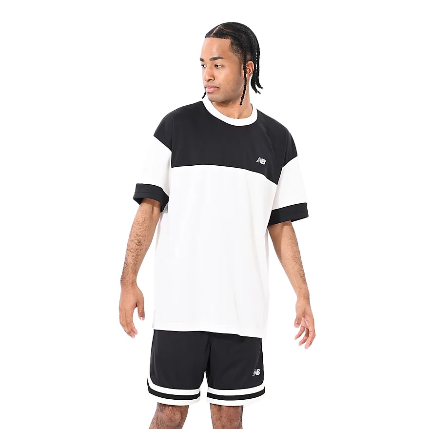 ニューバランス（new balance）（メンズ）【新商品】 バスケットボールウェア ブロック切り替え 半袖 Tシャツ AMT55095BK