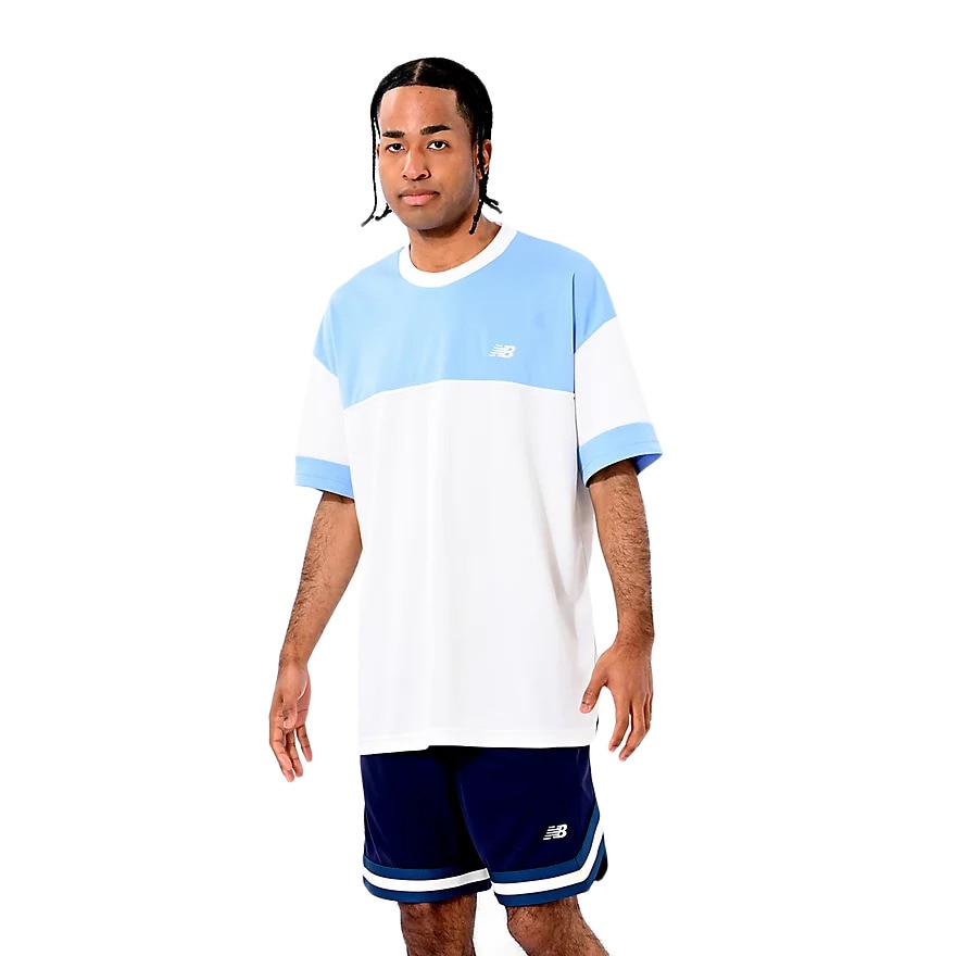 ニューバランス（new balance）（メンズ）【新商品】 バスケットボールウェア ブロック切り替え 半袖 Tシャツ AMT55095ELE