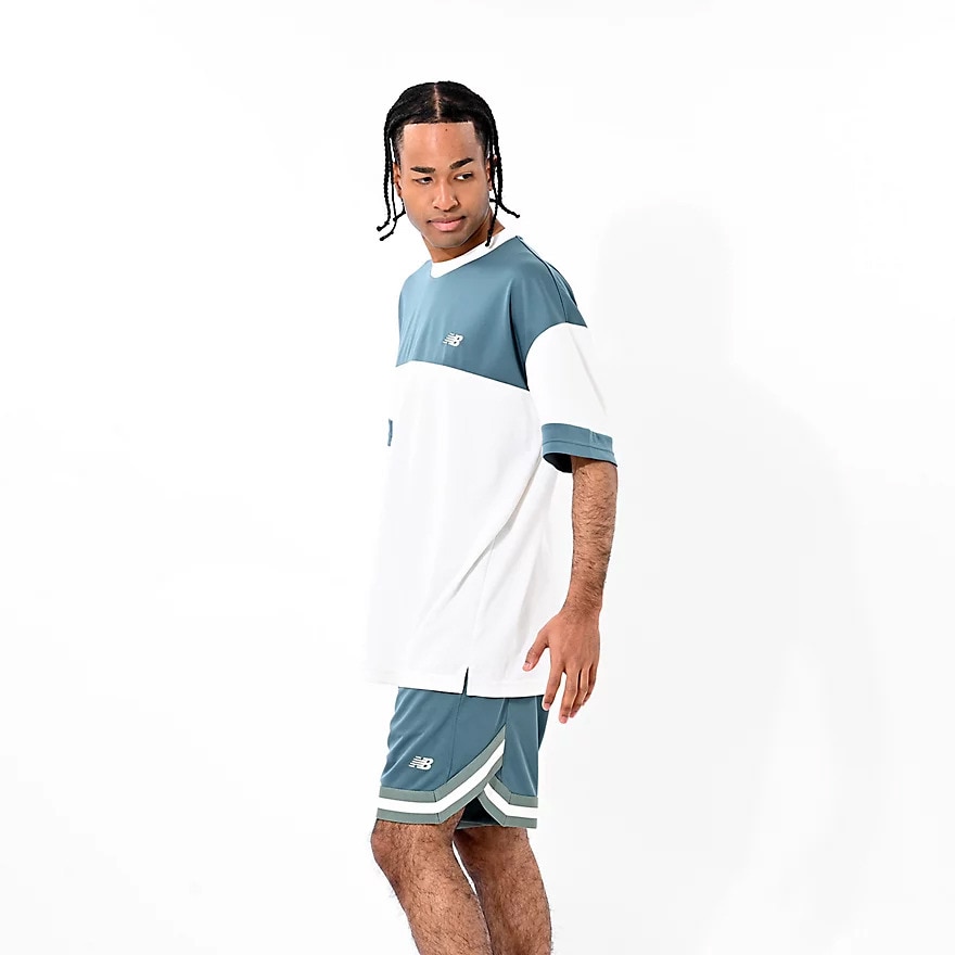 ニューバランス（new balance）（メンズ）【新商品】 バスケットボールウェア ブロック切り替え 半袖 Tシャツ AMT55095NUS