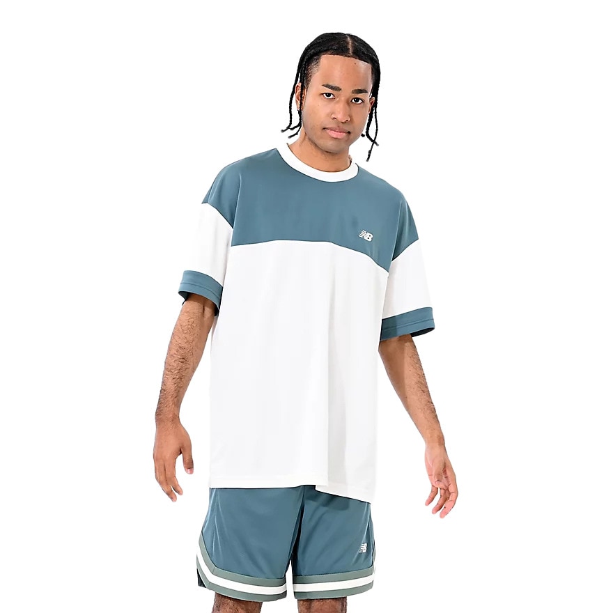 ニューバランス（new balance）（メンズ）【新商品】 バスケットボールウェア ブロック切り替え 半袖 Tシャツ AMT55095NUS