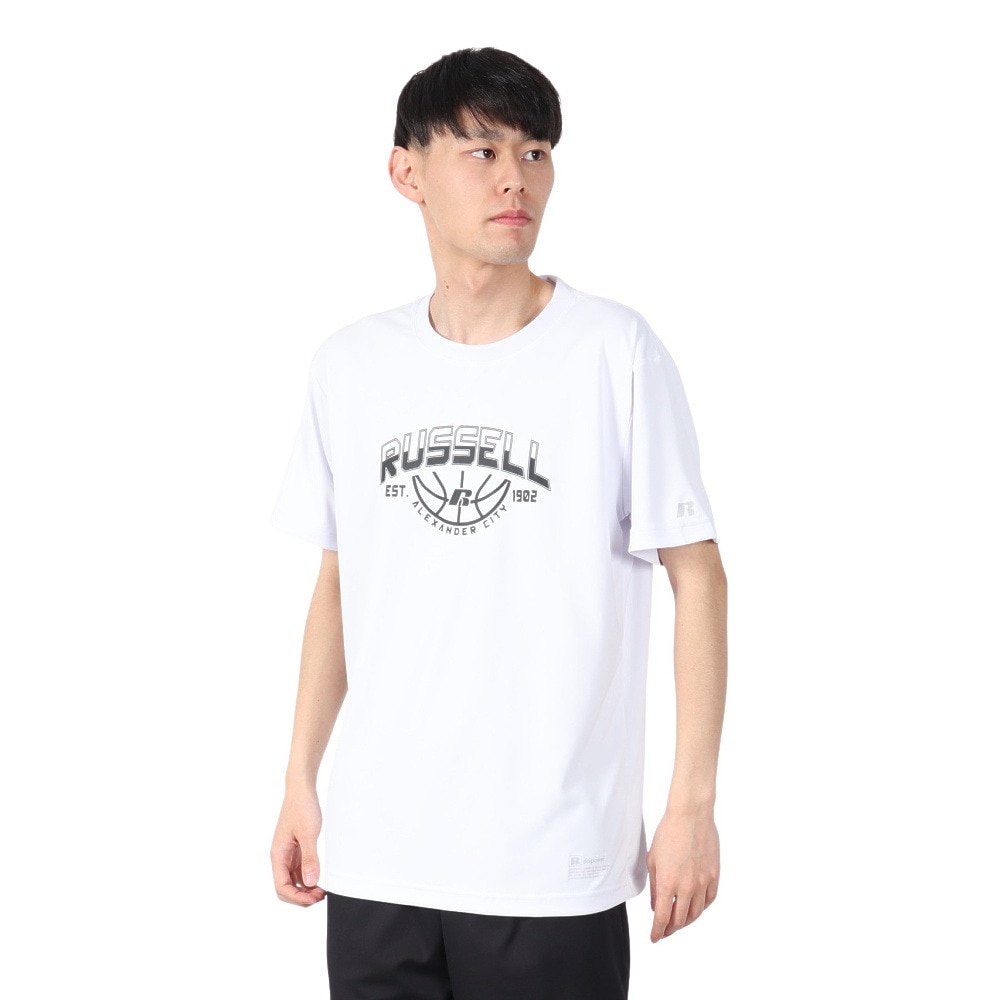 ラッセル（RUSSELL）（メンズ）バスケットボールウェア 半袖 BALL Tシャツ RBB25S0001 WHT