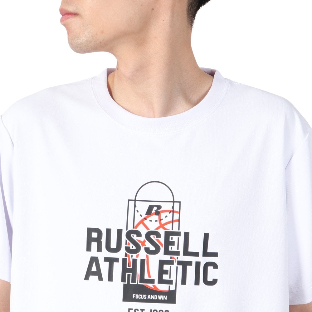 ラッセル（RUSSELL）（メンズ）バスケットボールウェア COURT 半袖Tシャツ RBB25S0002 WHT