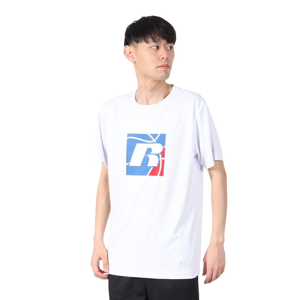ラッセル（RUSSELL）（メンズ）バスケットボールウェア 半袖 FRONT R Tシャツ RBB25S0004 WHT