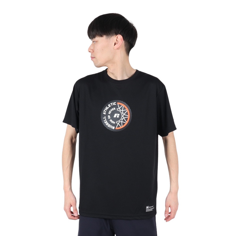 ラッセル（RUSSELL）（メンズ）バスケットボールウェア 半袖 RUSSELL HOOP Tシャツ RBB25S0005 BLK