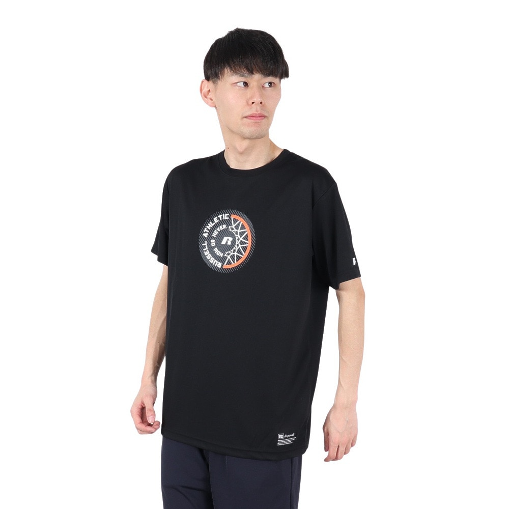 ラッセル（RUSSELL）（メンズ）バスケットボールウェア 半袖 RUSSELL HOOP Tシャツ RBB25S0005 BLK