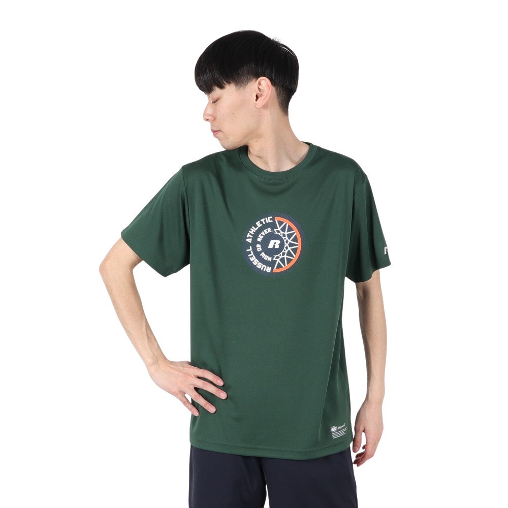 ラッセル（RUSSELL）（メンズ）バスケットボールウェア 半袖 RUSSELL HOOP Tシャツ RBB25S0005 GRN