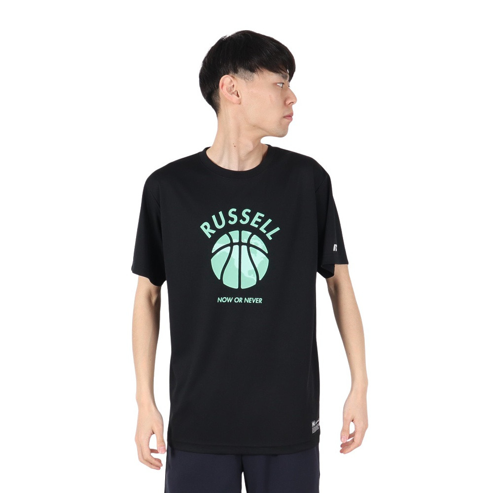 ラッセル（RUSSELL）（メンズ）バスケットボールウェア 半袖 AMERICAS MAP Tシャツ RBB25S0009 BLK