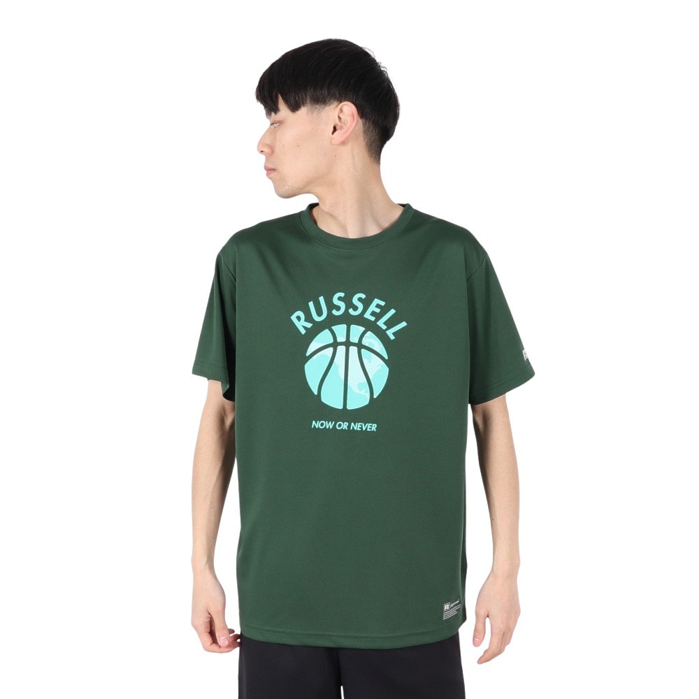 ラッセル（RUSSELL）（メンズ）バスケットボールウェア 半袖 AMERICAS MAP Tシャツ RBB25S0009 GRN
