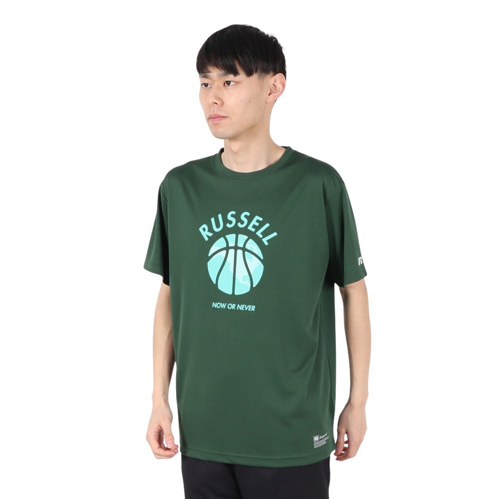 ラッセル（RUSSELL）（メンズ）バスケットボールウェア 半袖 AMERICAS MAP Tシャツ RBB25S0009 GRN